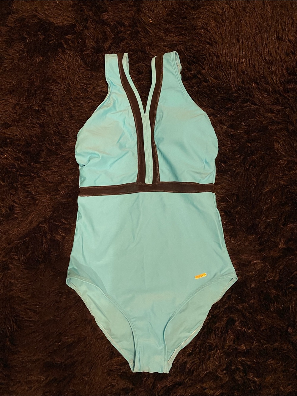 Nicole Miller Aqua One-Piece Swimsuit with Black  Trim